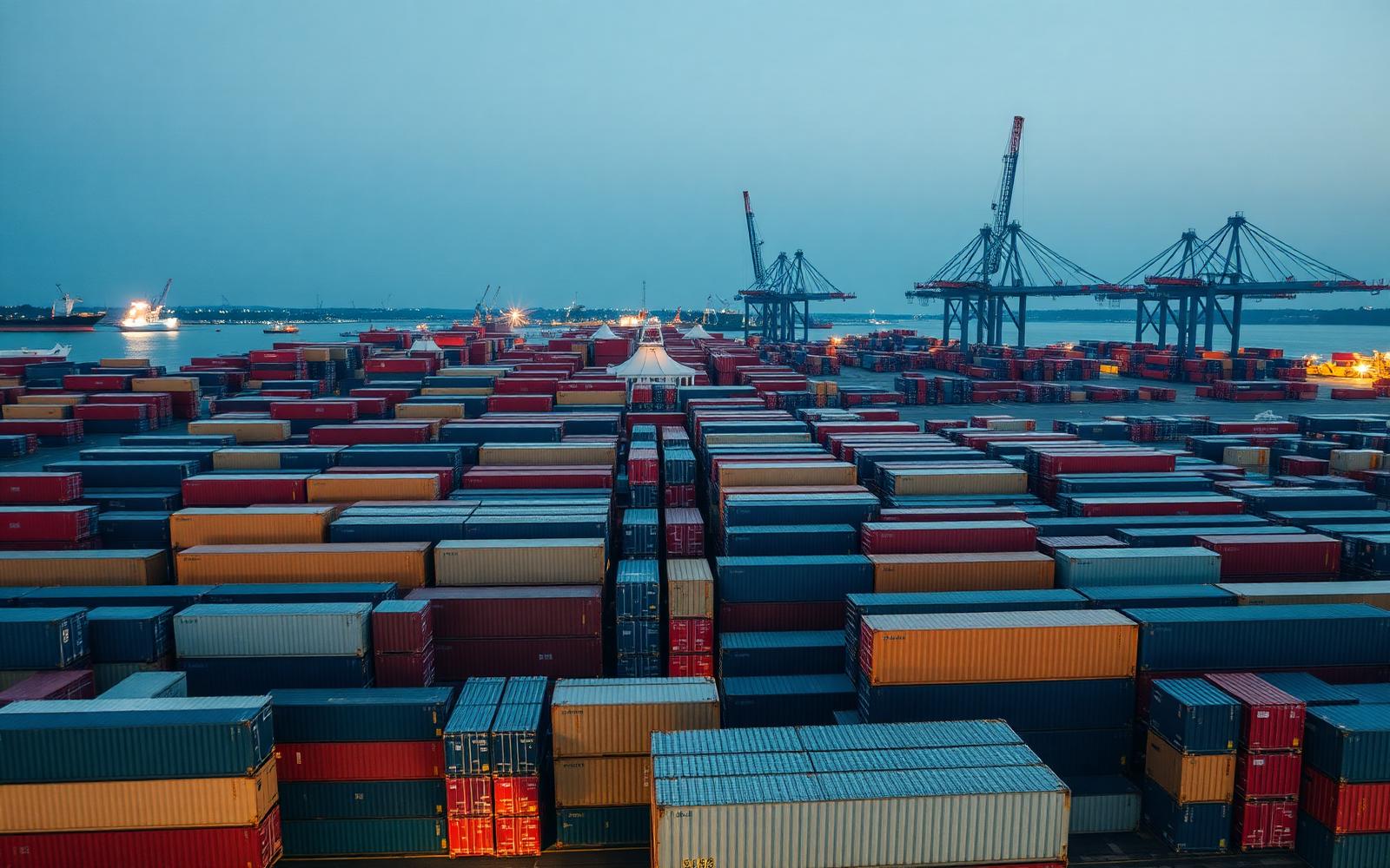 Shipping containers at a modern port terminal